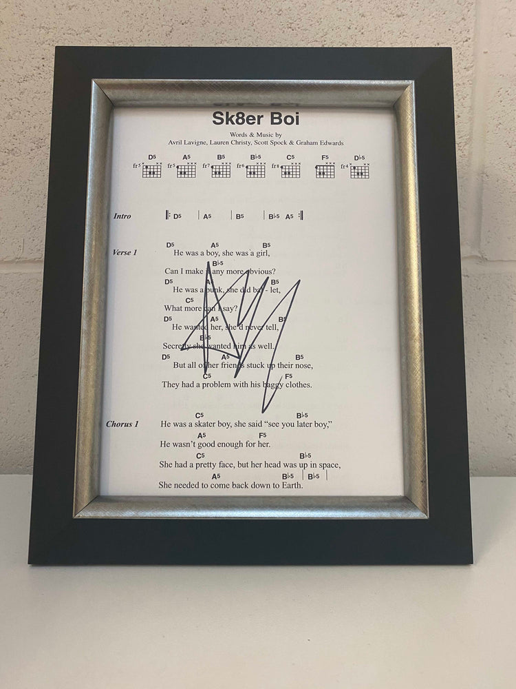 Avril Lavigne | Autographed Lyric/Chord Sheet | Framed