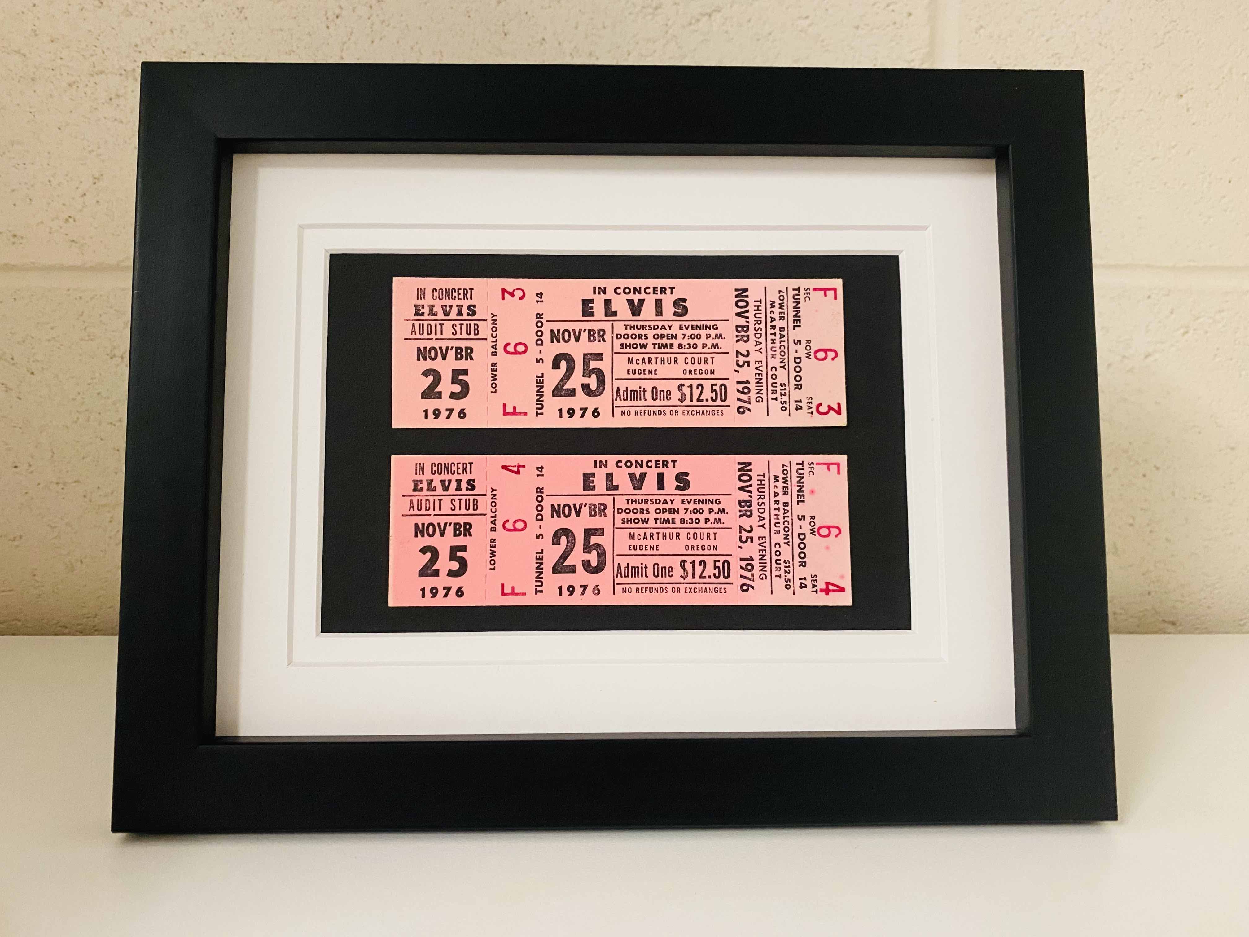 Original Elvis Presley Concert Ticket | Double Set | Framed