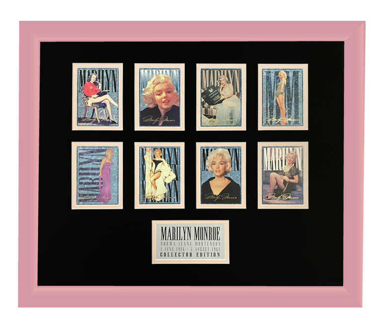 Marilyn Monroe 8 Trading Card Display | Framed in Blush Pink