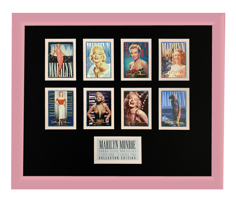 Marilyn Monroe 8 Trading Card Display | Framed in Blush Pink