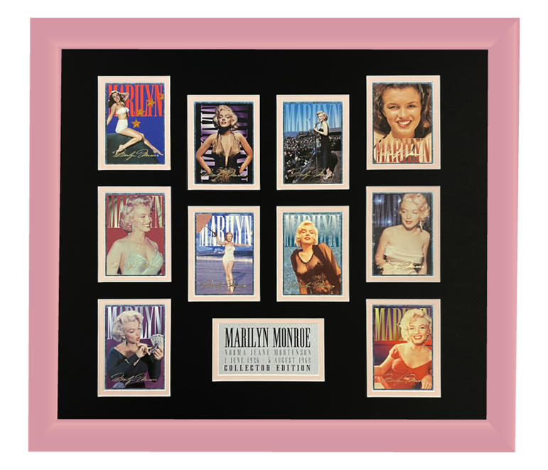 Marilyn Monroe 10 Trading Card Display | Framed in Blush Pink