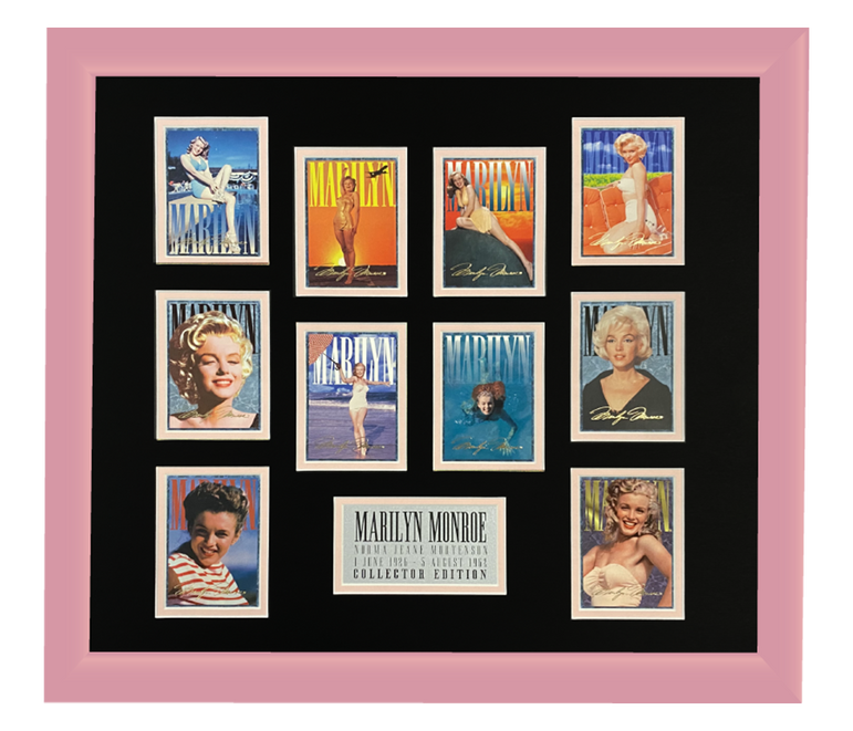 Marilyn Monroe 10 Trading Card Display | Framed in Blush Pink