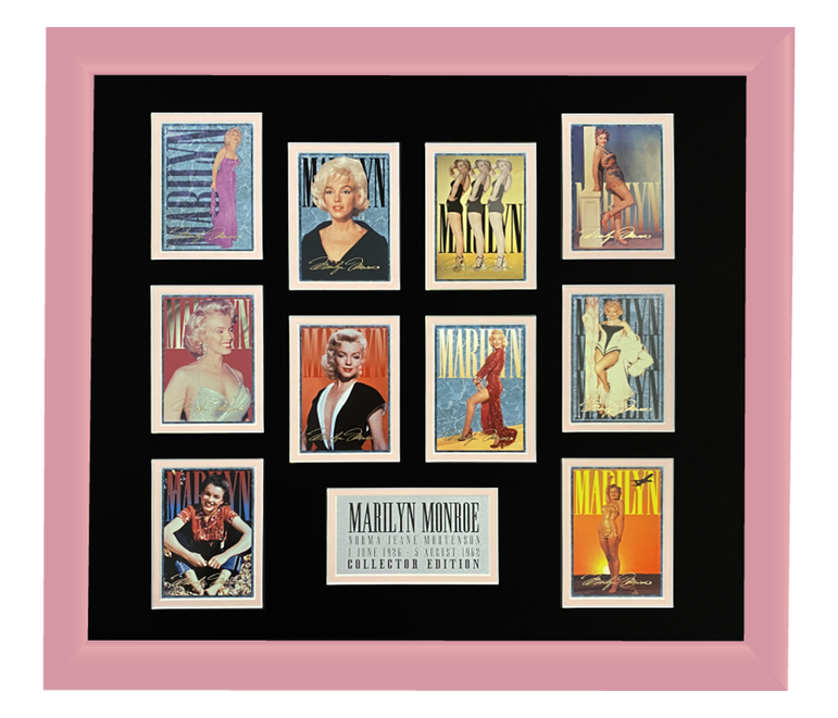 Marilyn Monroe 10 Trading Card Display | Framed in Blush Pink