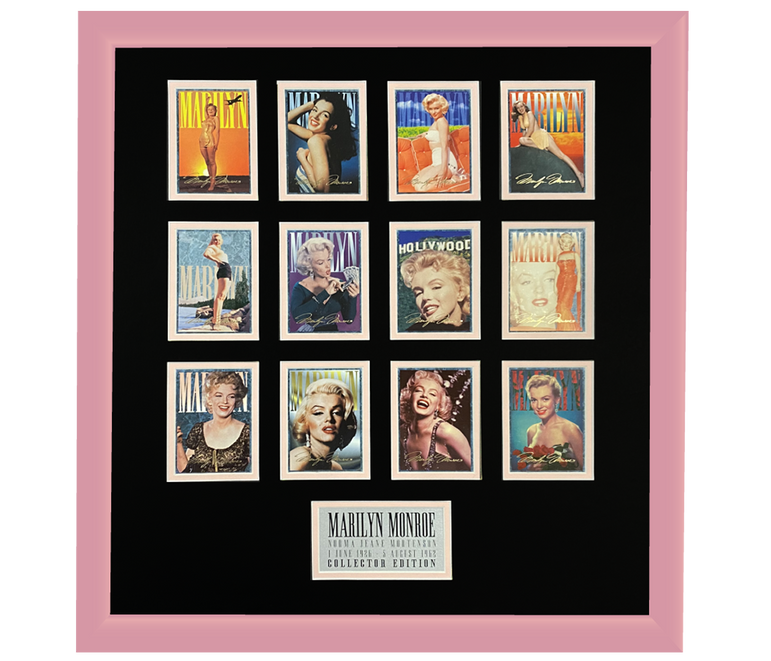 Marilyn Monroe 12 Trading Card Display | Framed in Blush Pink