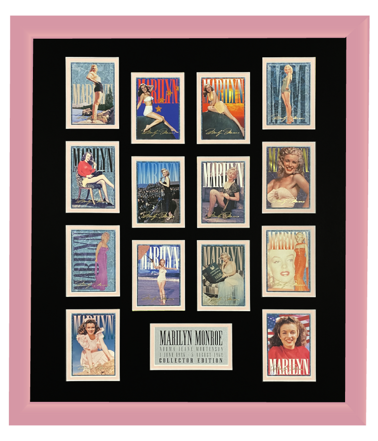 Marilyn Monroe 14 Trading Card Display | Framed in Blush Pink