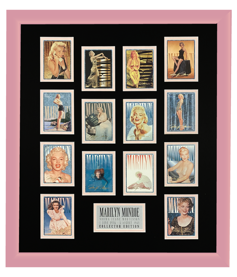 Marilyn Monroe 14 Trading Card Display | Framed in Blush Pink