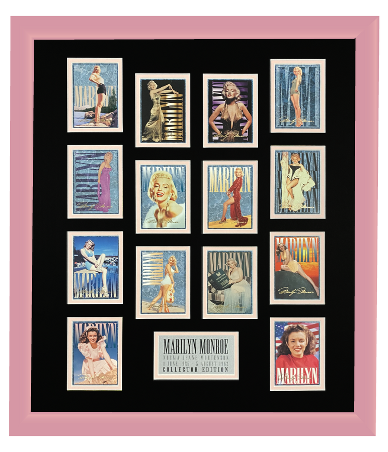 Marilyn Monroe 14 Trading Card Display | Framed in Blush Pink