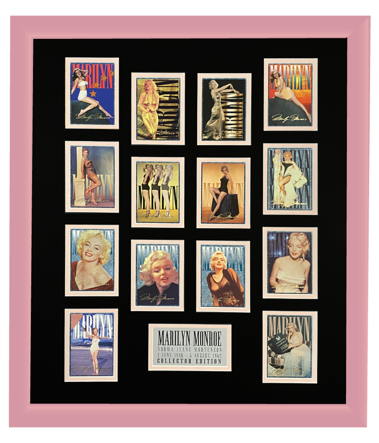 Marilyn Monroe 14 Trading Card Display | Framed in Blush Pink