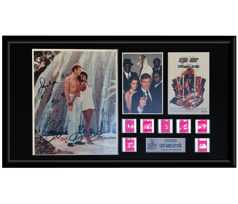 Live and Let Die | Roger Moore & Gloria Hendry | Autographed Film Cell Display | Free Shipping