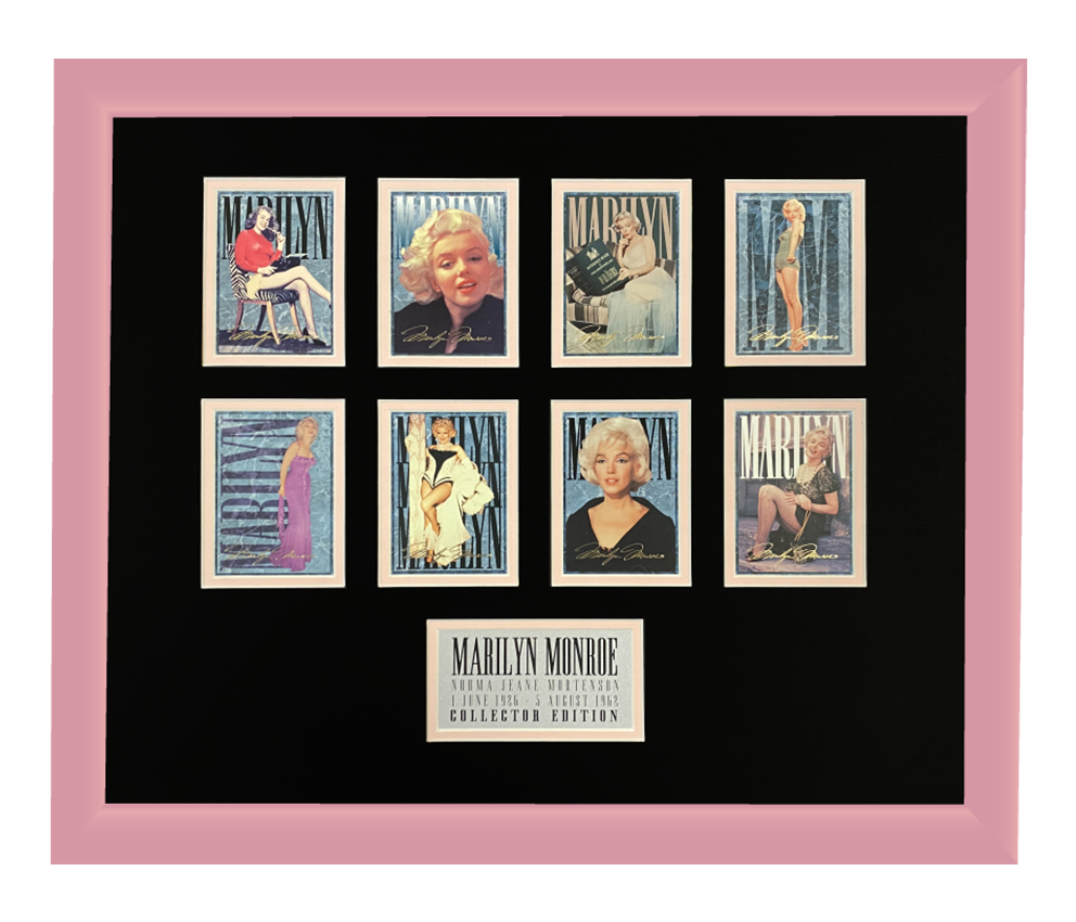Marilyn Monroe 8 Trading Card Display | Framed in Blush Pink