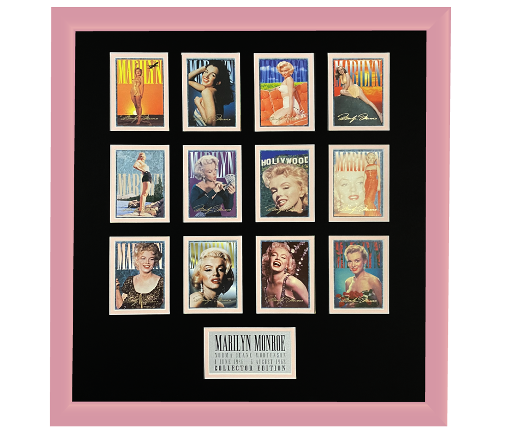 Marilyn Monroe 12 Trading Card Display | Framed in Blush Pink